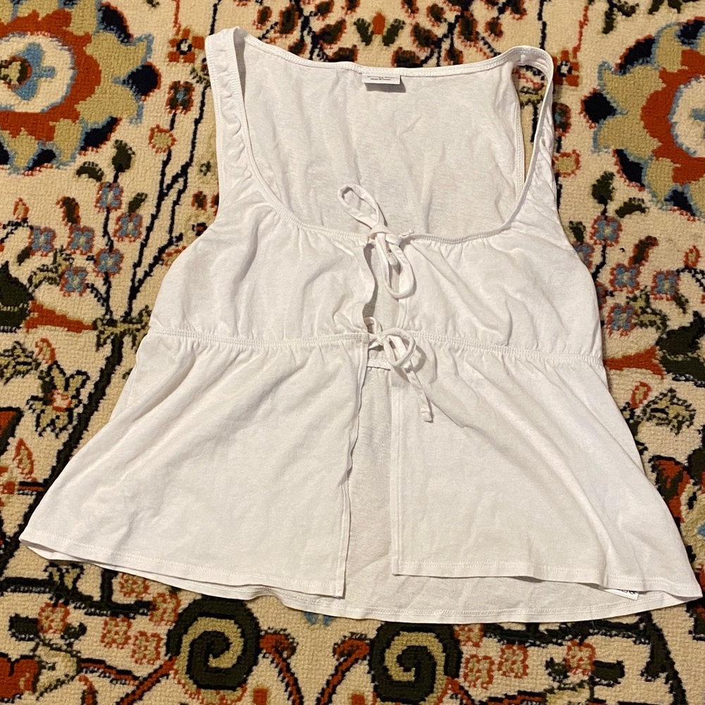 Sunday Best White Tie-Front Tank Top